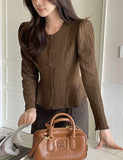 Brett Wrinkle Puff Peplum Jacket Blouse
