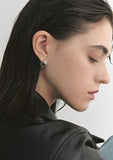 Triple Silver Square Volume Earrings