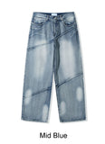 Luke diagonal panel washed denim pants