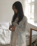 Tskin See-through Linen Hooded Cardigan