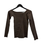 Garrett Unbalanced Button Long Sleeve Knit