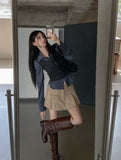 Denzel Cutting Pleats Cotton Pantskirt