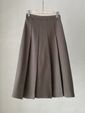 Milka Wool Brushed Pleated Long Skirt