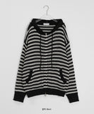 [unisex] Endel Stripe Net Hood Zip-up