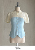 Rosven color matching collar short sleeve knit