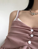 [MADE] Ferran chiffon shirring button sleeveless blouse