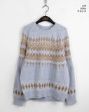 Babe Vintage Snowflake Nordic Round Long Sleeve Knit