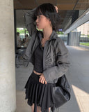 Noki shirring zip-up jacket