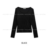 [U-BASIC] If Brushed Slim U-neck Long Sleeve