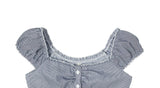 Harper Blue Stripe Shirring Blouse