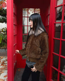 Nuha fur collar quilted short zip-up jacket