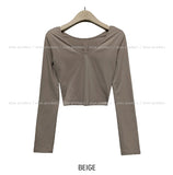Basic Heat V-neck Long-sleeved T-shirt