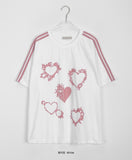 [unisex] Byuki Track Heart Printing Short Sleeve Tee