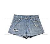 Tani Damage Roll-Up Denim Shorts