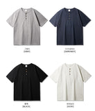Round Henley Neck Short Sleeve T-shirts