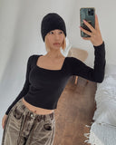[U-BASIC] Tena Square Basic Long Sleeve T-shirt (with cup)