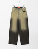 Shorin washed denim wide pants