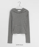 Bunico Stripe Crop Hooded Long Sleeve Tee