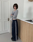 Tuki Dot Lace Line Track Wide Pants