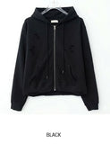 Ruby Damaged Sweat Hood Zip-Up