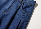 Twin Pintuck Wide Denim Pants