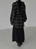 Slit mesh layered long skirt