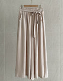 Hazel Wrinkle Short Sleeve T-Blouse Banding Wide Pants Set