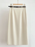 Billy Slit H-Line Long Skirt (Belt Set)