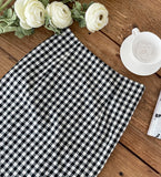 Medon Slit Check H-line Long Skirt