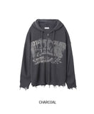 Atonic Lettering Hooded Zip-Up Knit