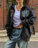 Western Symbol Washed Vintage Hooded Zip-Up