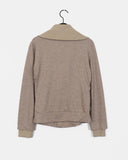 Tokin Ribbed High Neck Shirring Diagonal Zipper Zip-up