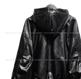 Binsi Pocket Overfit Hood Leather Jumper