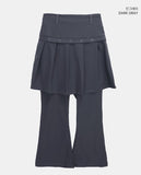 [Fake Layered] Luan Eyelet Layered Midi Skirt with Bootcut Pants