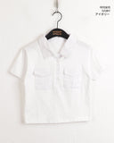 Moodle Pocket Color Matching Collar Short Sleeve T-shirt