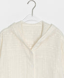 Minbomi Punching Lace Hood Short Sleeve Blouse