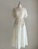 Bwile Crochet Embroidery Knit Wrinkle Sleeveless One Piece Two Piece (Strap Set)