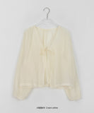 Lenka Tencel See-through Ribbon Cardigan