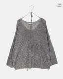 [Strap SET] Nose Flower Boat Neck Loose Fit Long Knit