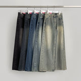 Curved Cut Wide Fit Denim Pants