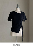 Aisen Unbalanced Shirring T-Shirt