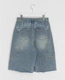 Celto Lettering Carpenter Denim Bermuda Pants