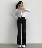 Corduroy Brushed Long Bootcut Banding Pants