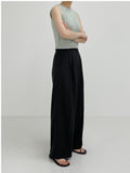 Cooling silhouette two-tuck wide slacks