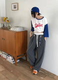 DOUBLE WAIST STRIPE SLACKS