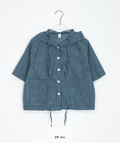 Shodley Check Nylon Hood Crop Shirt