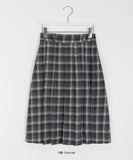 Yudai banding wool check midi skirt