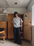 eddieroll pleated striped half shirt