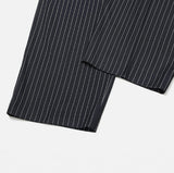 Striped wide pin tuck slacks