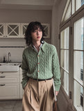 Molded Cable Collar Cardigan